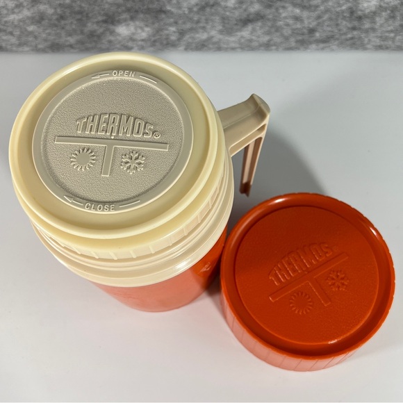 Thermos Brand ORANGE vaccuum bottle Retro Vintage Hipster Boho Camping Hiking - Picture 9 of 15